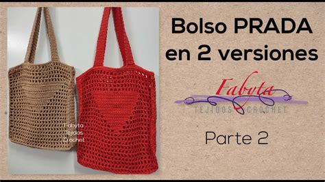 bolsa tricot prada|Bolso tote en tejido trenzado de croché .